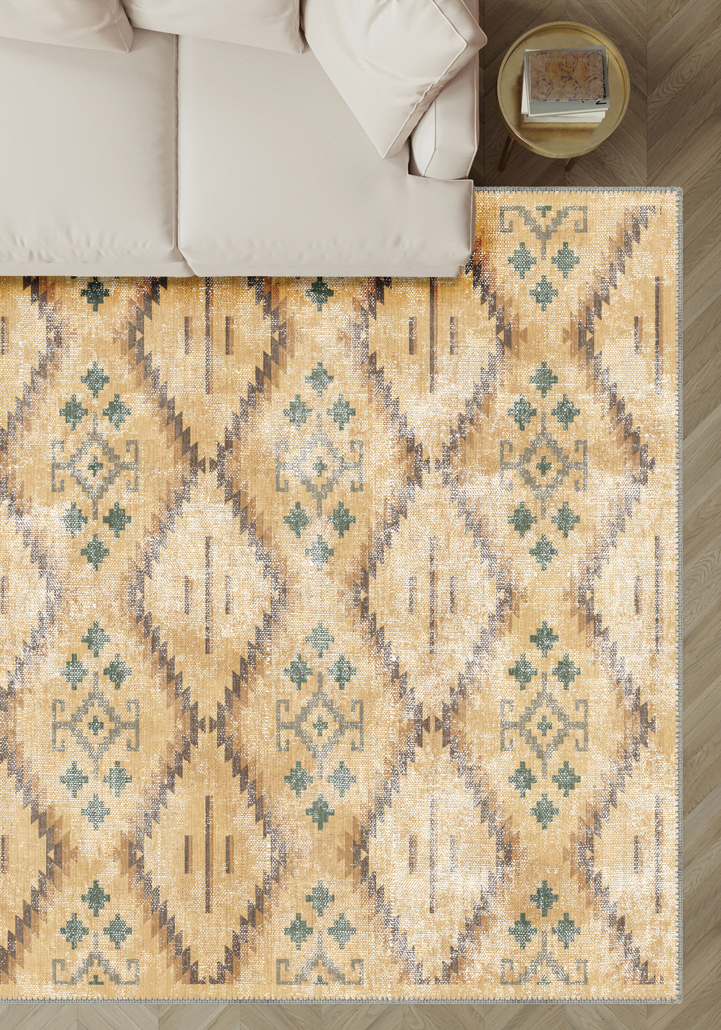 Leo Yellow Distressed Rug
