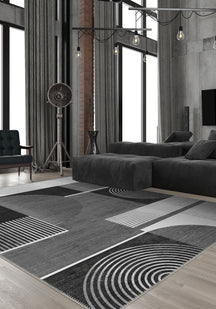 Peyton Geometric Black and White Rug