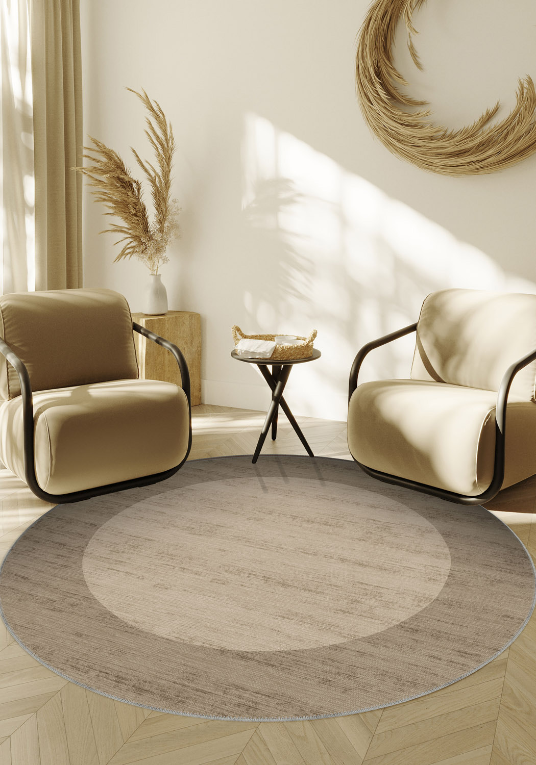 Savannah Bordered Brown Rug