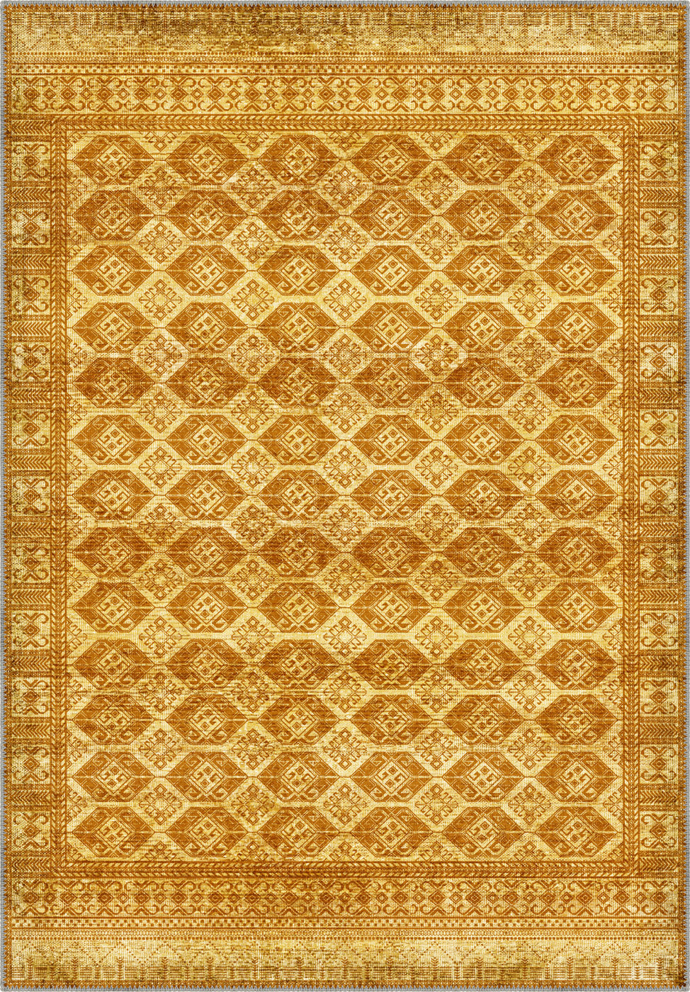 Larona Vintage Yellow Rug | Rugette Washable Rug