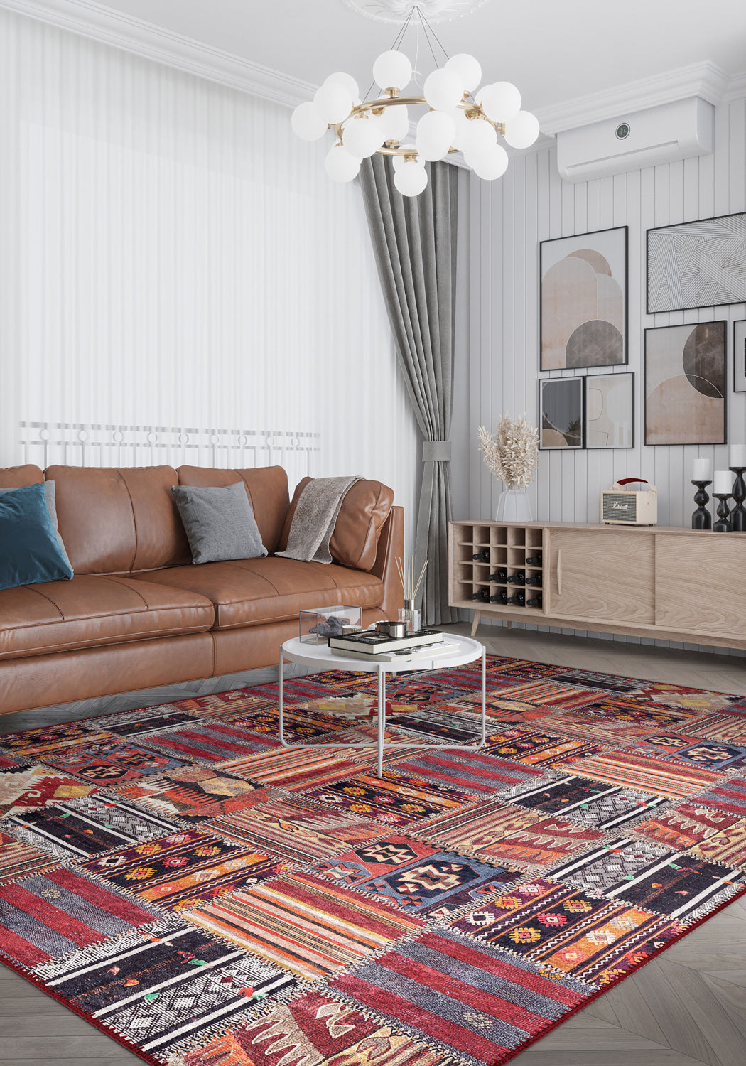 Isla Colourful Patchwork Washable Rug