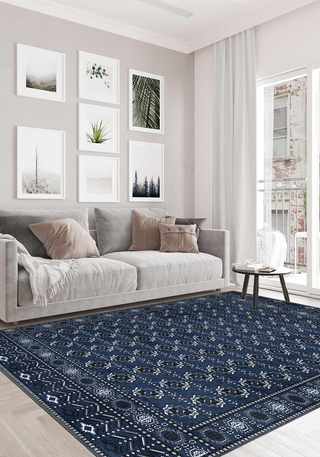 Kael Blue Washable Rug | Bokhara Rug for Living Room – Rugette