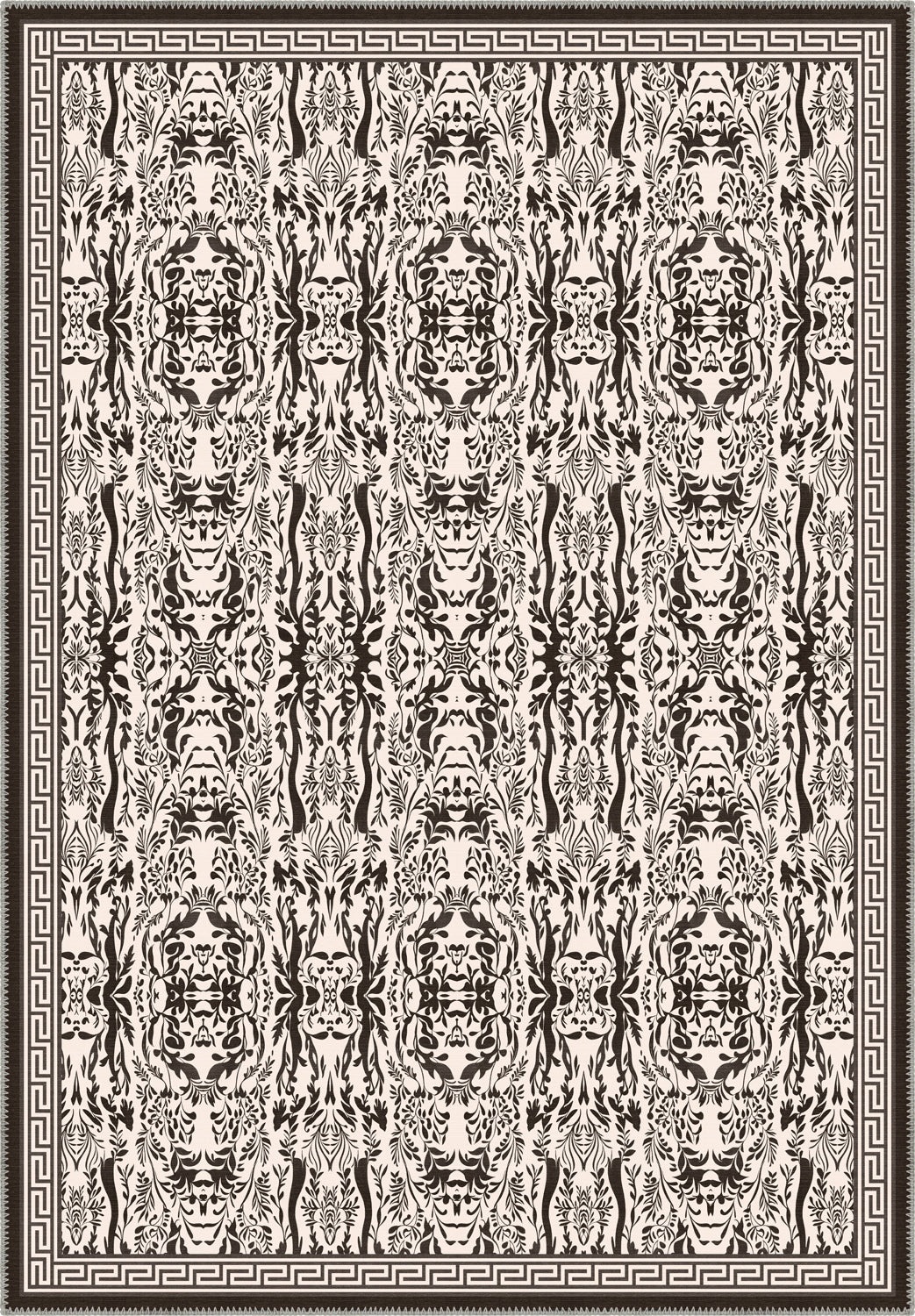 Aveline Brown Damask Rug