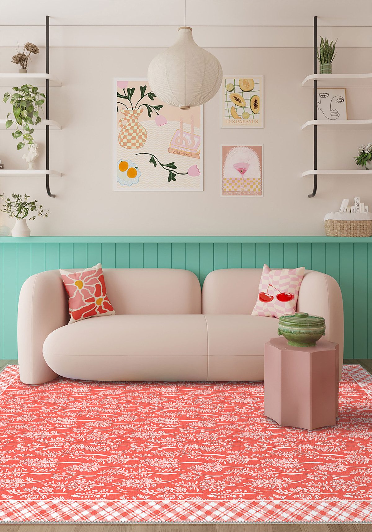 Alder Floral Coral Rug
