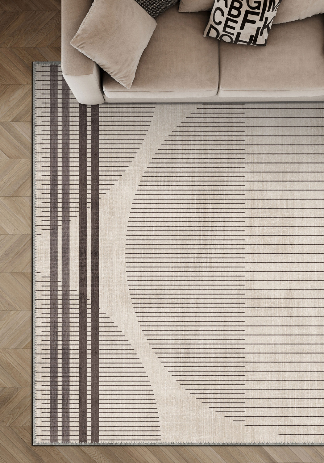 Cream rug for living room.