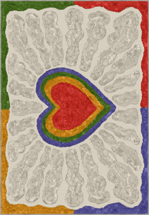 Colorful heart rug.