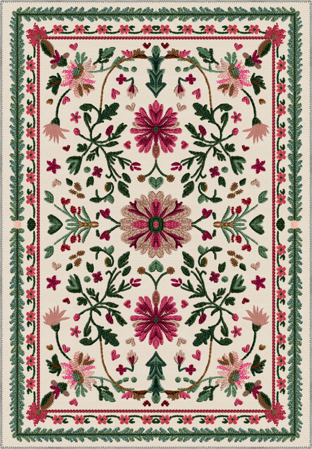 Colorful floral turkish rug for living room.