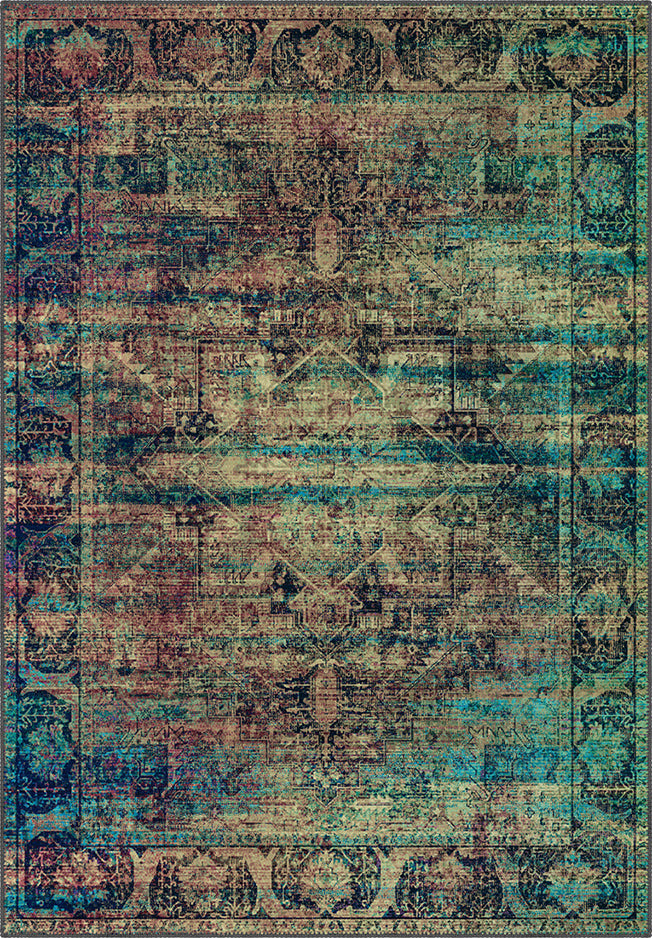 Aeron Teal Industrial Rug | Rugette Distressed Rug