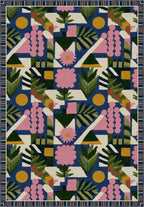 Colorful Bauhaus rug in midcentury style.