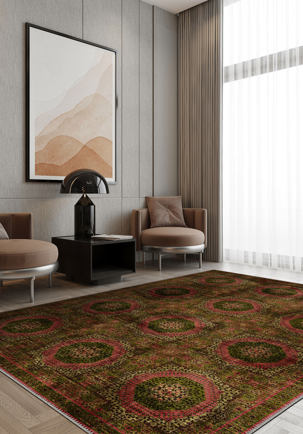 Washable persian rug for living room.
