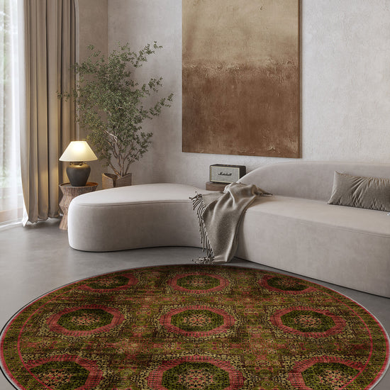 Round persian rug for living room.
