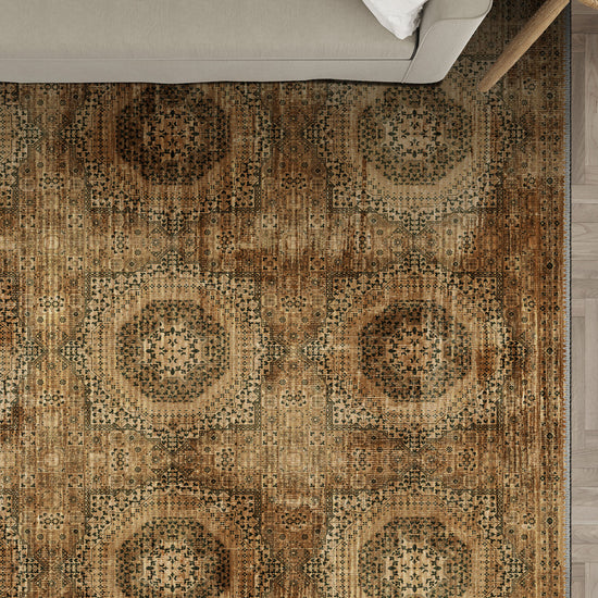 Brown Persian rug for living room.