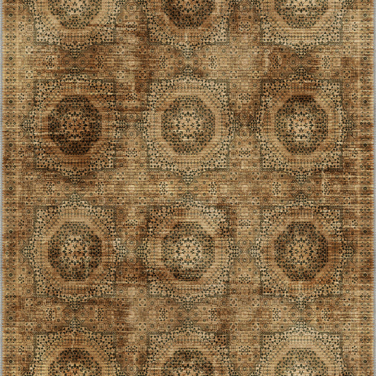 Brown Mamluk rug for living room.