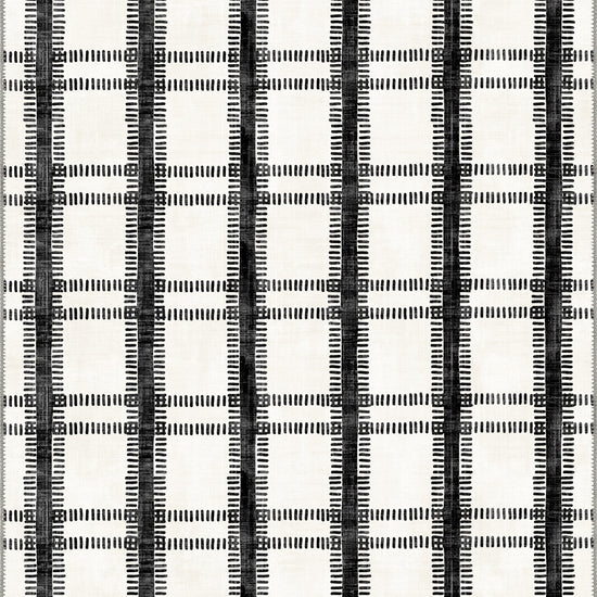 Black and white striped rug