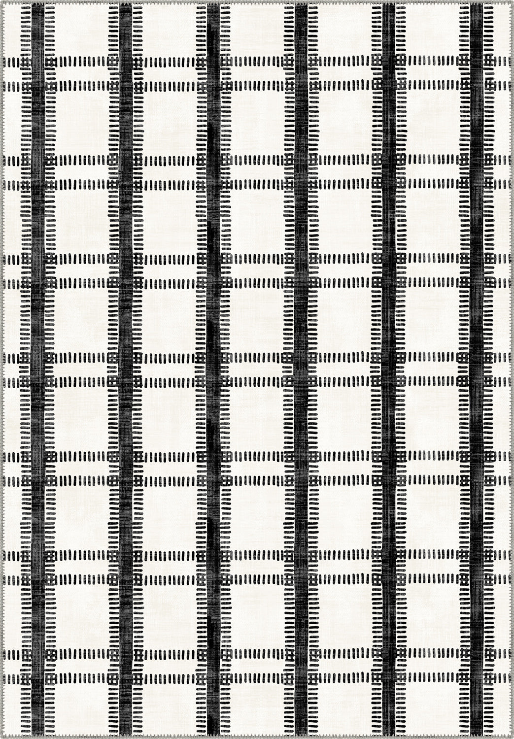 Black and white striped rug