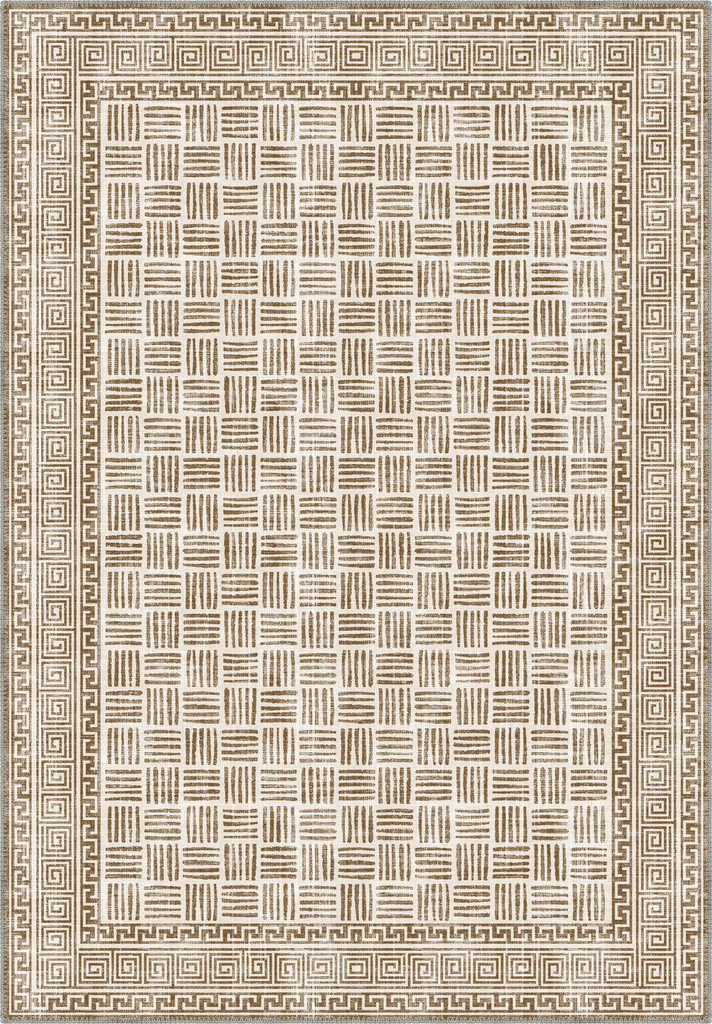 Geometric rug in sand, beige and brown tones