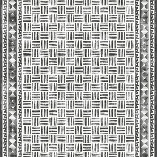 Black and white geometric rug.