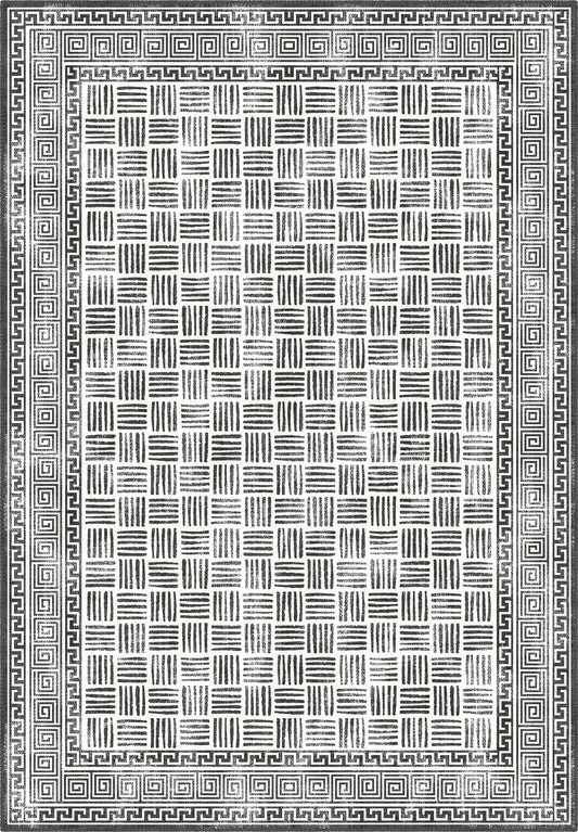 Vincent Bordered Black and White Rug