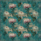 Chryselle Teal Chrysanthemum Rug