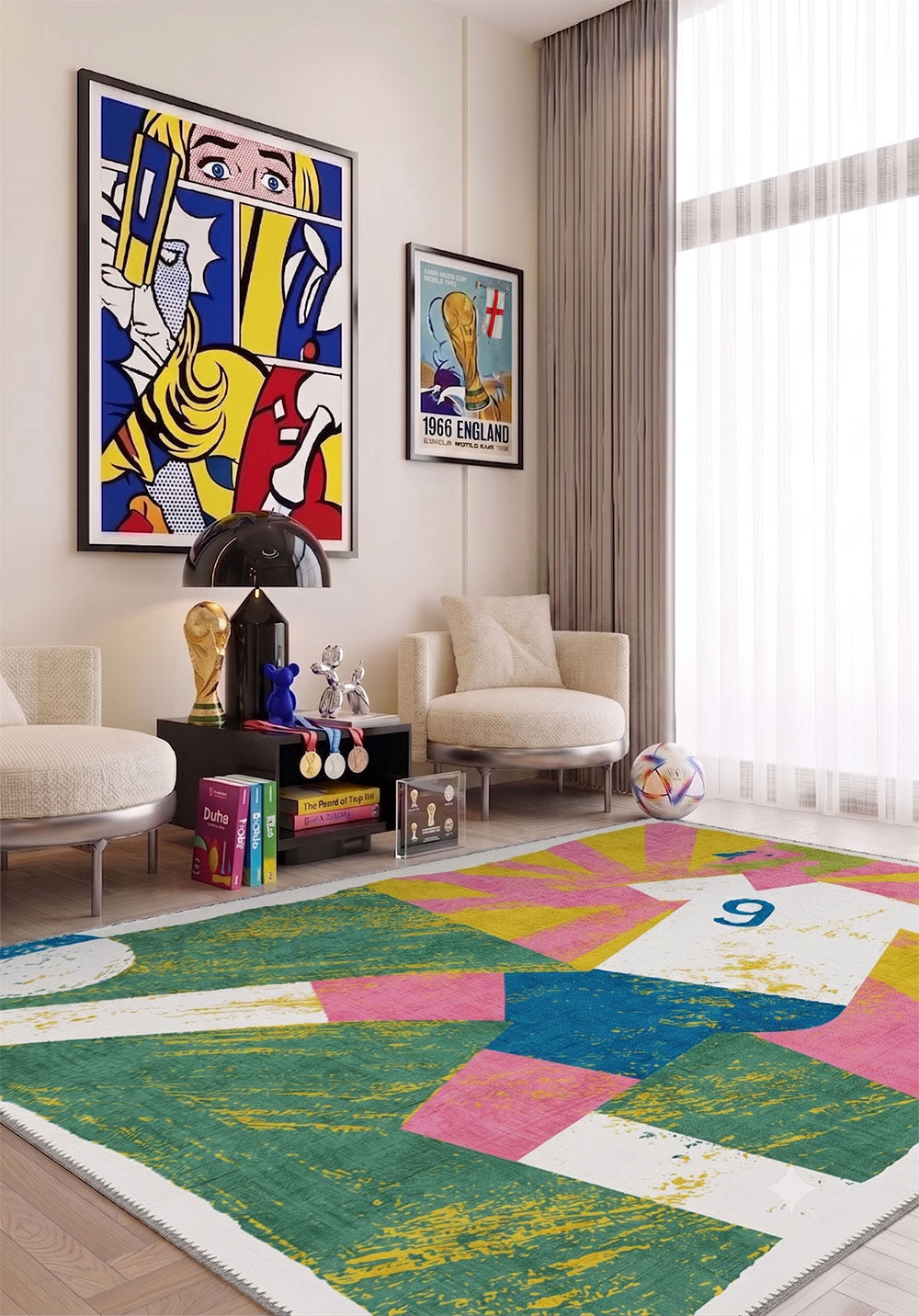 Harry Abstract Football Rug