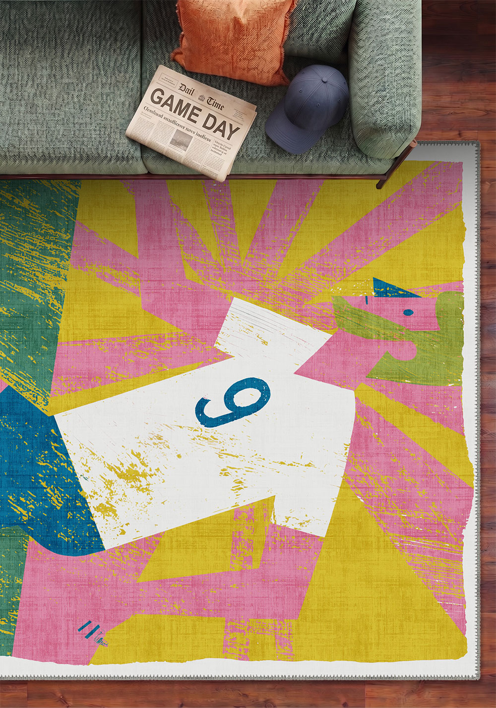 Harry Abstract Football Rug