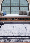 Ayden Black and White Bordered Rug