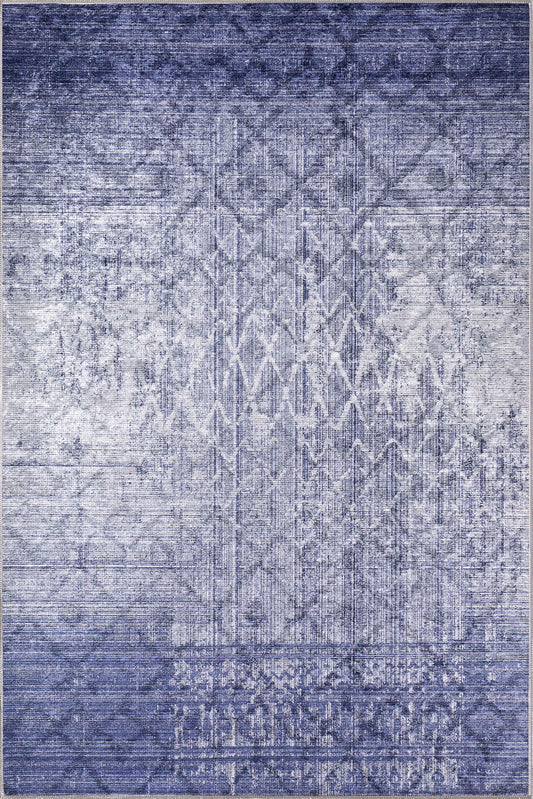 Grace Blue Erased Washable Rug