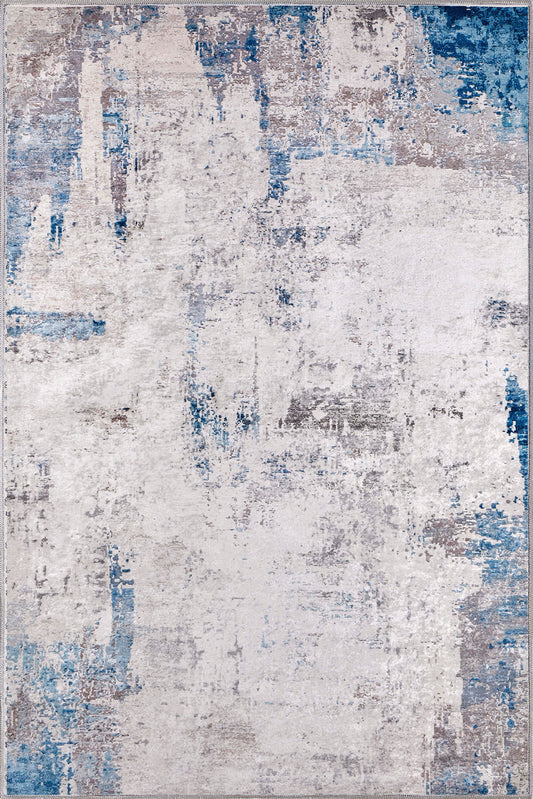 Matthew Grey Blue Abstract Rug