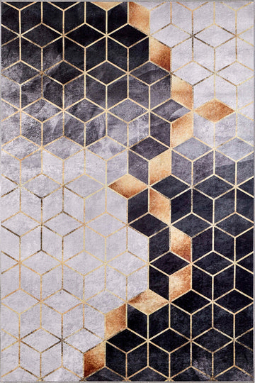 Peyton Grey Gold Geometric Rug