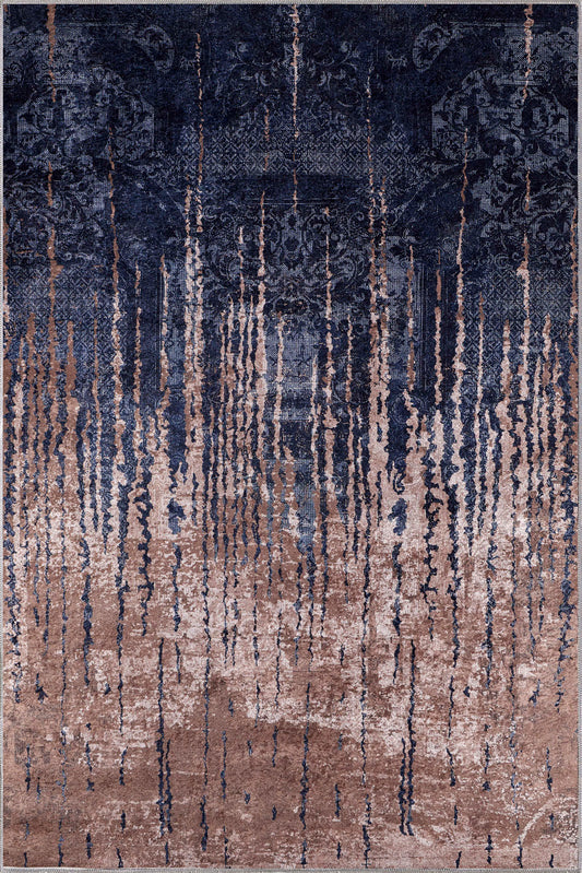 Henry Blue Brown Distressed Washable Rug