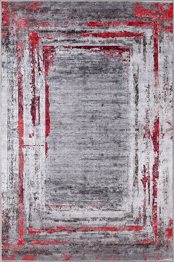 Olivia Grey Bordered Washable Rug