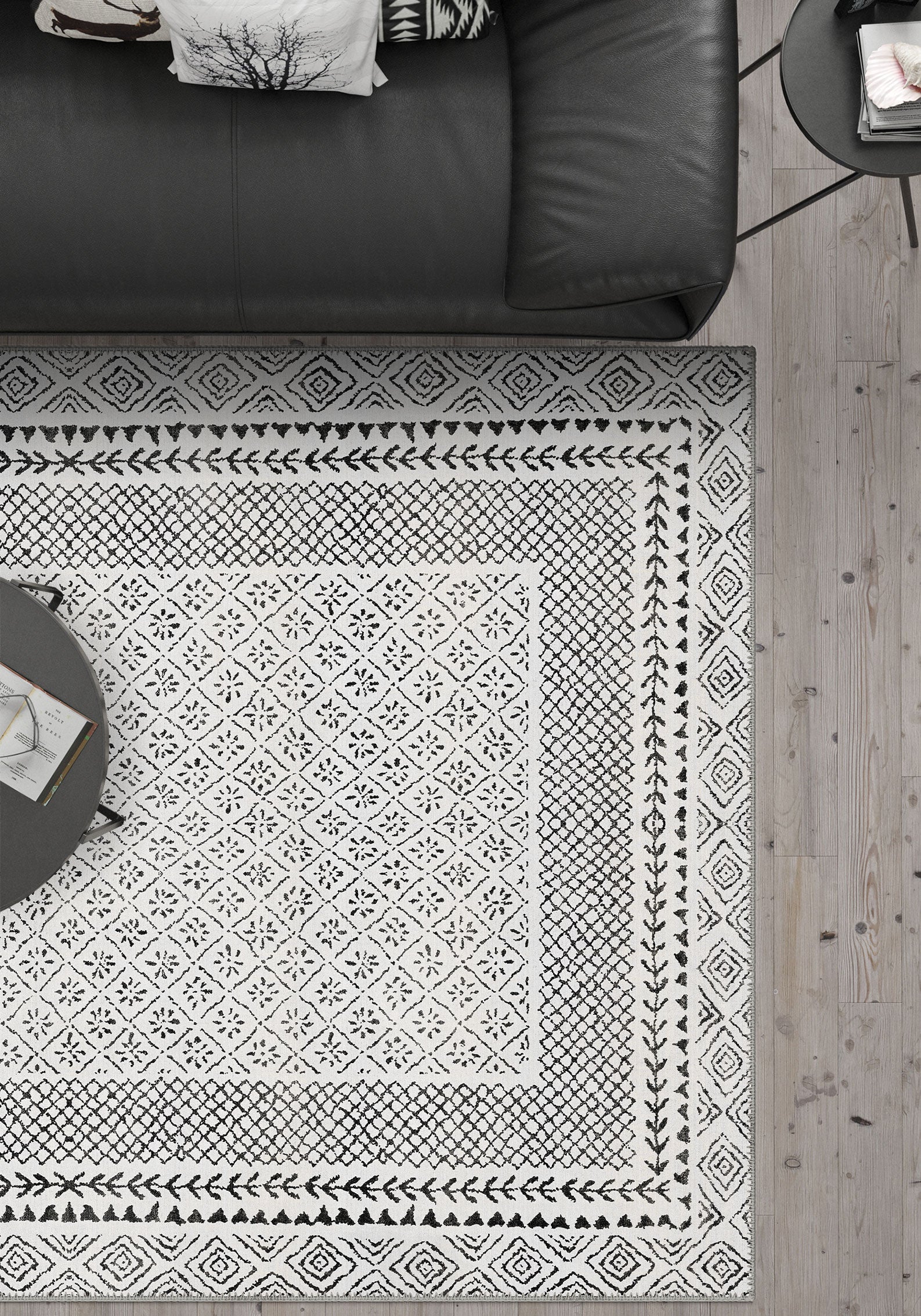 Calyra Grey Bordered Rug