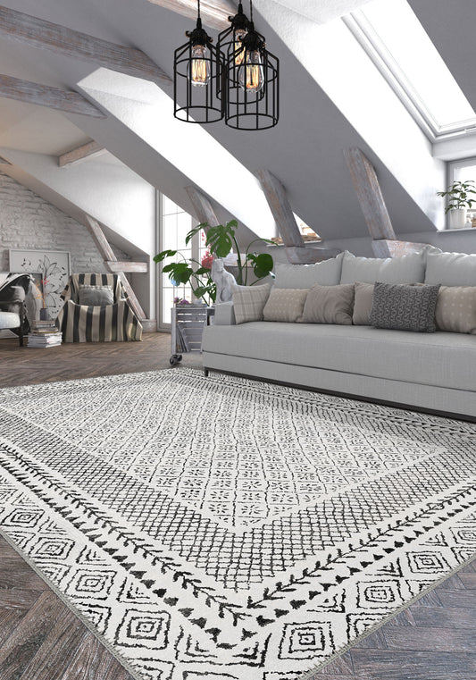 Calyra Grey Bordered Rug