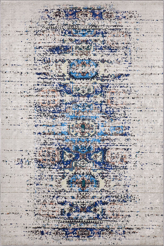 Zachary Blue Grey Distressed Rug