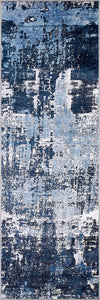 Delyra Blue Abstract Washable Rug