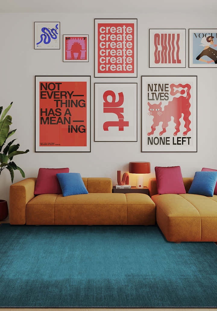 Olivia Ombre Teal Turquoise Rug